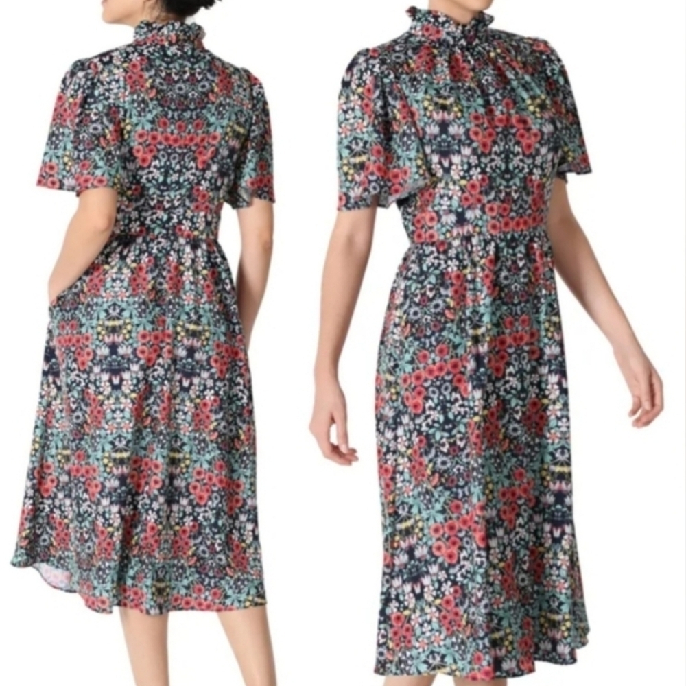 Julia Jordan Floral Multicolor Midi Dress - Size 6